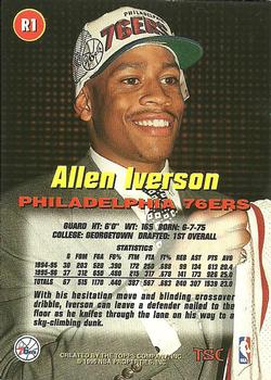 1996-97 Stadium Club - Rookies (Series One) #R1 Allen Iverson Back