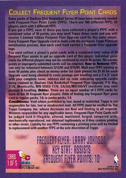 1993-94 Stadium Club - Frequent Flyer Points #1 Larry Johnson Back