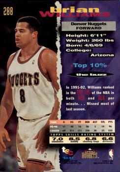 1993-94 Stadium Club - Members Only #288 Brian Williams Back