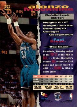 1993-94 Stadium Club - Members Only #292 Alonzo Mourning Back
