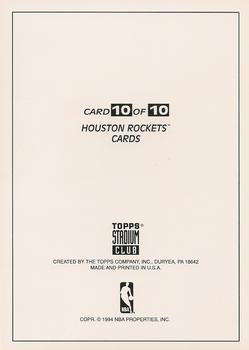 1993-94 Stadium Club - Super Teams Master Photos: Houston Rockets #10 Otis Thorpe Back