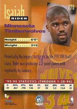 1993-94 Stadium Club - 1994 NBA Finals Super Teams Exchange #270 Isaiah Rider Back