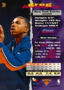 1993-94 Stadium Club - 1994 NBA Finals Super Teams Exchange #34 Greg Anthony Back