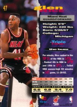 1993-94 Stadium Club - 1994 NBA Finals Super Teams Exchange #47 Glen Rice Back