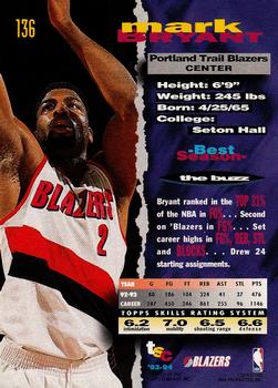 1993-94 Stadium Club - 1994 NBA Finals Super Teams Exchange #136 Mark Bryant Back