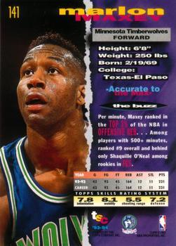 1993-94 Stadium Club - 1994 NBA Finals Super Teams Exchange #141 Marlon Maxey Back