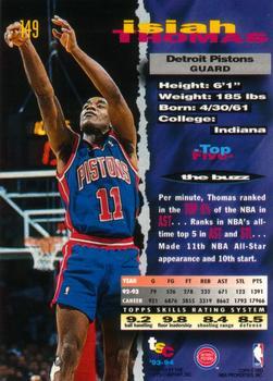 1993-94 Stadium Club - 1994 NBA Finals Super Teams Exchange #149 Isiah Thomas Back