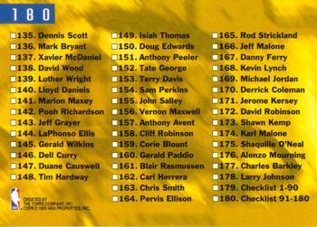 1993-94 Stadium Club - 1994 NBA Finals Super Teams Exchange #180 Checklist: 91-180 Back