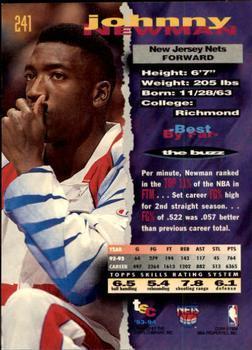 1993-94 Stadium Club - 1994 NBA Finals Super Teams Exchange #241 Johnny Newman Back