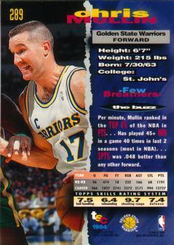 1993-94 Stadium Club - 1994 NBA Finals Super Teams Exchange #289 Chris Mullin Back