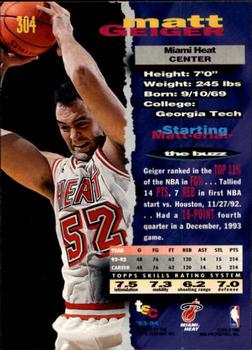 1993-94 Stadium Club - 1994 NBA Finals Super Teams Exchange #304 Matt Geiger Back