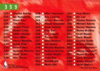 1993-94 Stadium Club - 1994 NBA Finals Super Teams Exchange #359 Checklist: 181-270 Back
