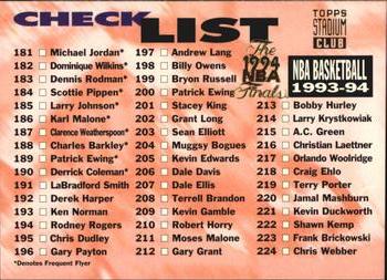 1993-94 Stadium Club - 1994 NBA Finals Super Teams Exchange #359 Checklist: 181-270 Front