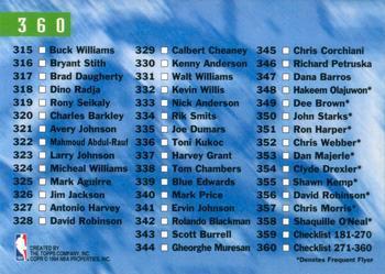 1993-94 Stadium Club - 1994 NBA Finals Super Teams Exchange #360 Checklist: 271-360 Back