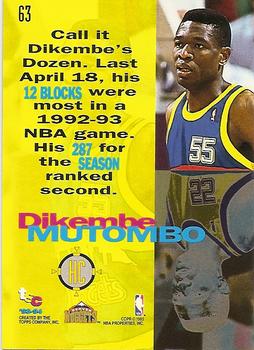 1993-94 Stadium Club - 1994 NBA Finals Super Teams Exchange #63 Dikembe Mutombo Back