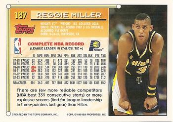 1993-94 Topps - Gold #187 Reggie Miller Back