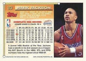 1993-94 Topps - Gold #20 Mark Jackson Back