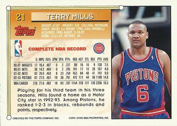 1993-94 Topps - Gold #21 Terry Mills Back