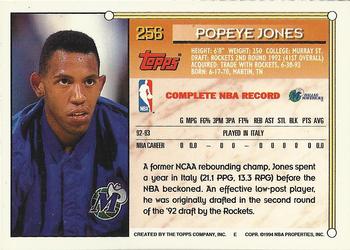 1993-94 Topps - Gold #256 Popeye Jones Back