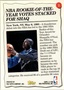 1993-94 Topps - Gold #3 Shaquille O'Neal Back