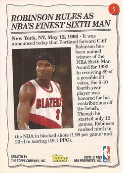 1993-94 Topps - Gold #5 Clifford Robinson Back