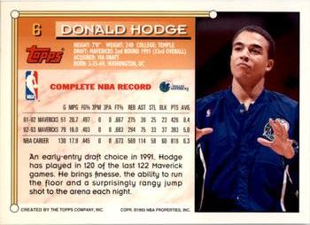 1993-94 Topps - Gold #6 Donald Hodge Back