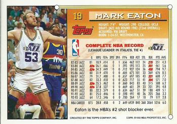1993-94 Topps - Gold #19 Mark Eaton Back
