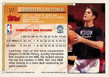 1993-94 Topps - Gold #27 Christian Laettner Back