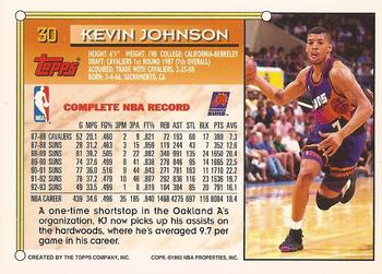 1993-94 Topps - Gold #30 Kevin Johnson Back