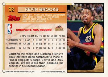 1993-94 Topps - Gold #32 Kevin Brooks Back