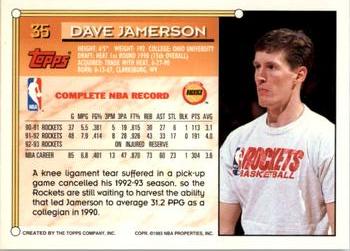 1993-94 Topps - Gold #35 Dave Jamerson Back