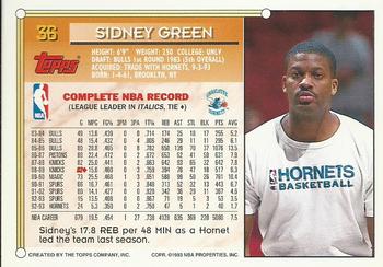 1993-94 Topps - Gold #36 Sidney Green Back
