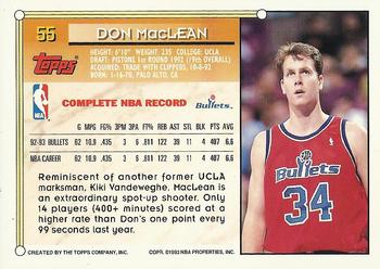 1993-94 Topps - Gold #55 Don MacLean Back