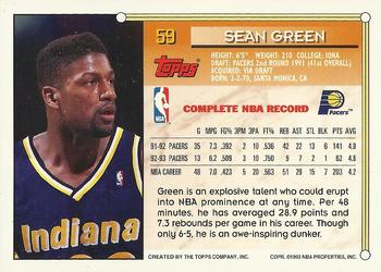 1993-94 Topps - Gold #59 Sean Green Back