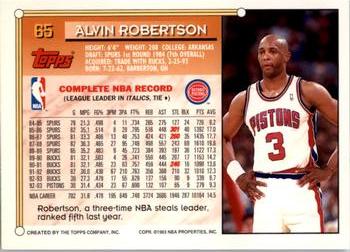 1993-94 Topps - Gold #65 Alvin Robertson Back