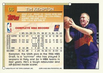 1993-94 Topps - Gold #66 Tim Kempton Back