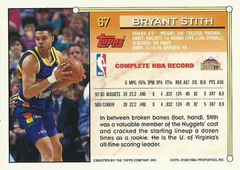 1993-94 Topps - Gold #67 Bryant Stith Back
