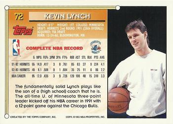 1993-94 Topps - Gold #72 Kevin Lynch Back