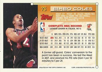 1993-94 Topps - Gold #73 Bimbo Coles Back