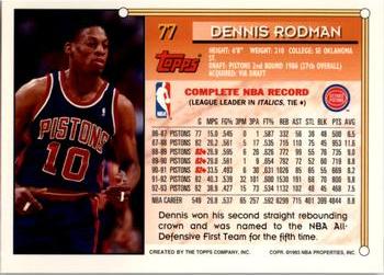 1993-94 Topps - Gold #77 Dennis Rodman Back