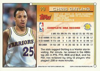 1993-94 Topps - Gold #79 Chris Gatling Back