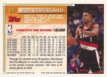1993-94 Topps - Gold #84 Rod Strickland Back