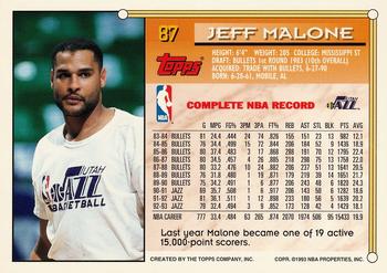 1993-94 Topps - Gold #87 Jeff Malone Back