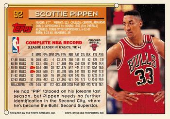 1993-94 Topps - Gold #92 Scottie Pippen Back