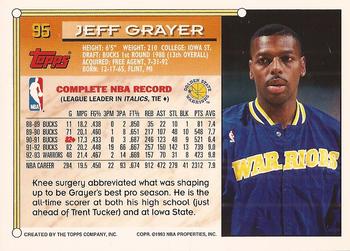 1993-94 Topps - Gold #95 Jeff Grayer Back