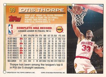 1993-94 Topps - Gold #99 Otis Thorpe Back