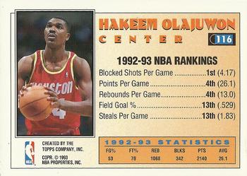 1993-94 Topps - Gold #116 Hakeem Olajuwon Back