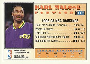 1993-94 Topps - Gold #119 Karl Malone Back