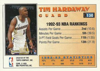 1993-94 Topps - Gold #130 Tim Hardaway Back