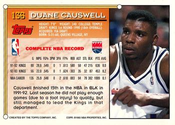 1993-94 Topps - Gold #136 Duane Causwell Back